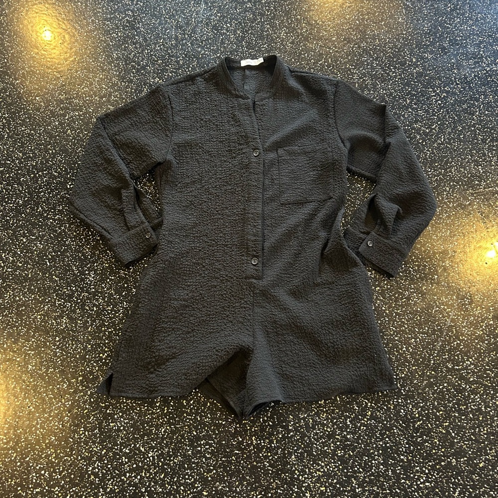Onia Black Textured Romper